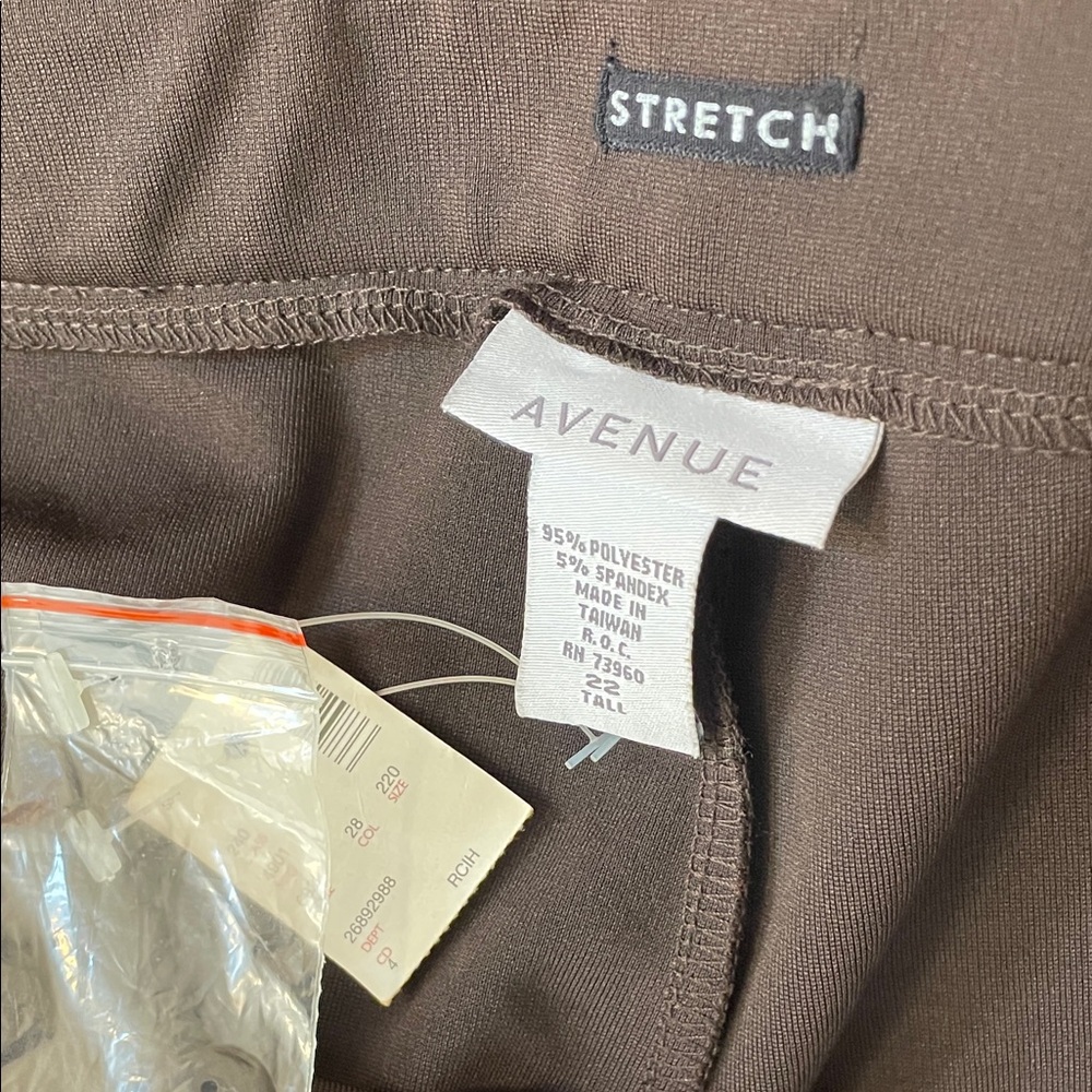 Avenue Dark Brown Classic Fit Stretch Trousers. 22 Tall. NWT. - Picture 4 of 9